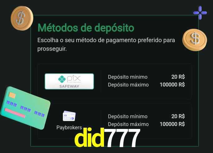 O cassino did777 oferece uma grande variedade de métodos de pagamento